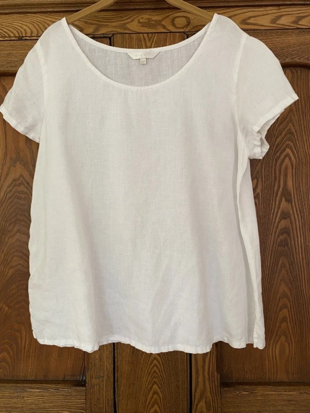 Kleen Linen Scoop Neck Short Sleeve Tee - White